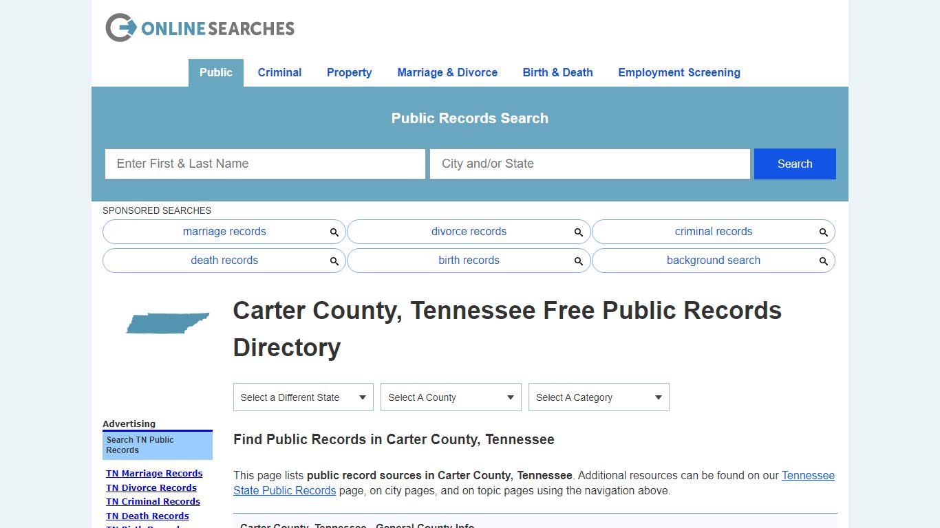 Carter County, Tennessee Public Records Directory